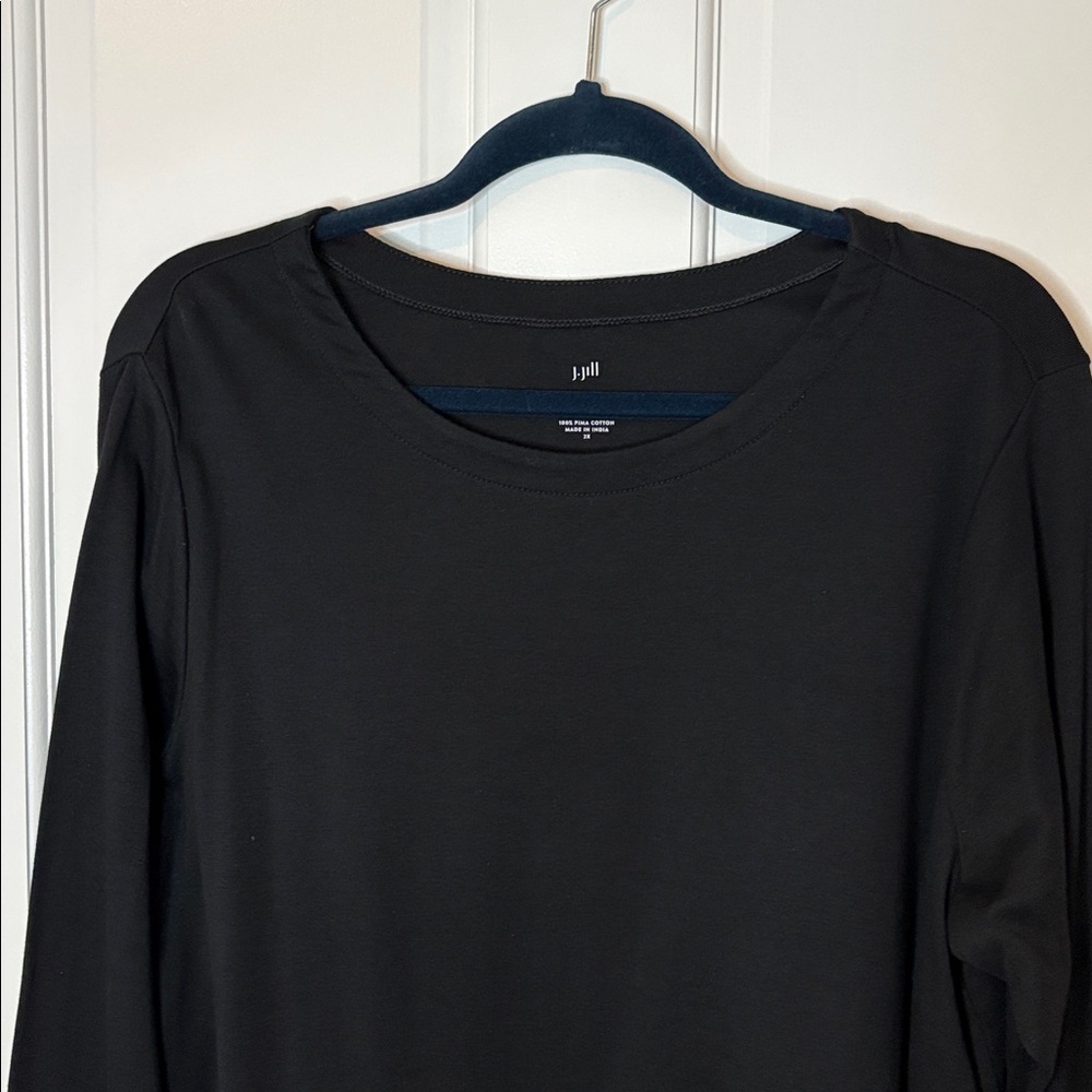 J. Jill Size 2X Pima Crewneck Black Long Sleeve Tee - Picture 3 of 7